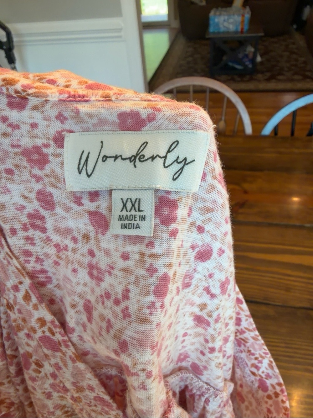 Wonderly Cream Top with Pink Floral Pattern